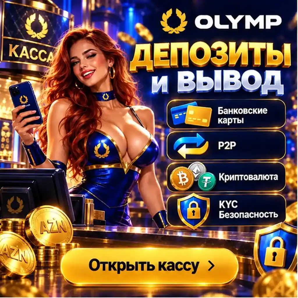 Olimp Casino депозит и вывод в AZN банковская карта P2P и криптовалюта