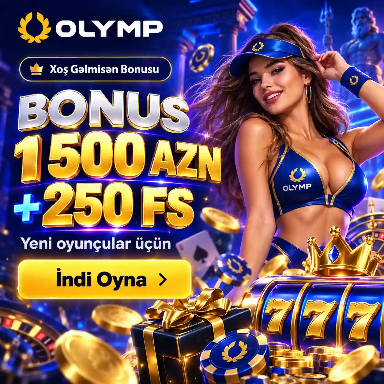 Olimp Casino 1 500 AZN bonus və 250 pulsuz fırlanma